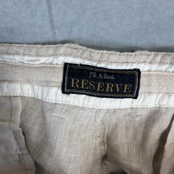 Jos A Bank Reserve 100% Linen Pants Mens 36x32 Beige Drawstring Chino Casual - Picture 5 of 9